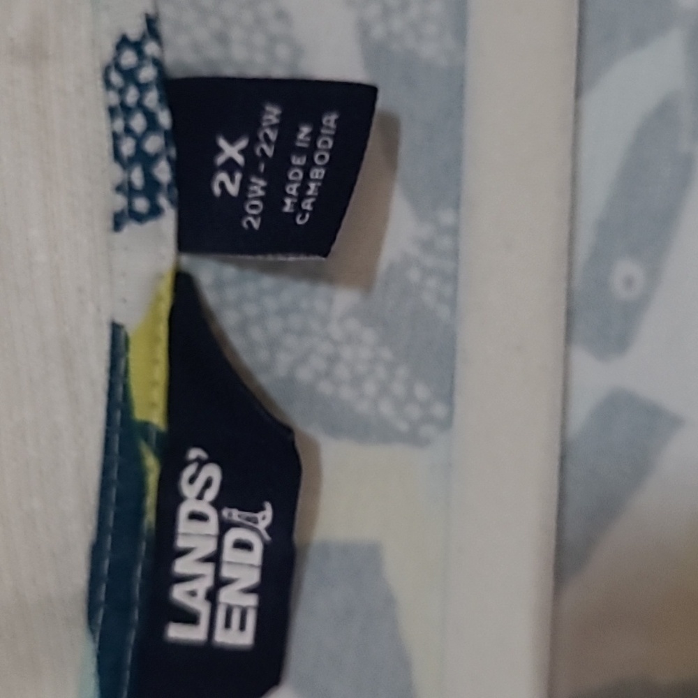 Lands' End Blue and Yellow Leaf Print Midi Dress - Picture 2 of 5